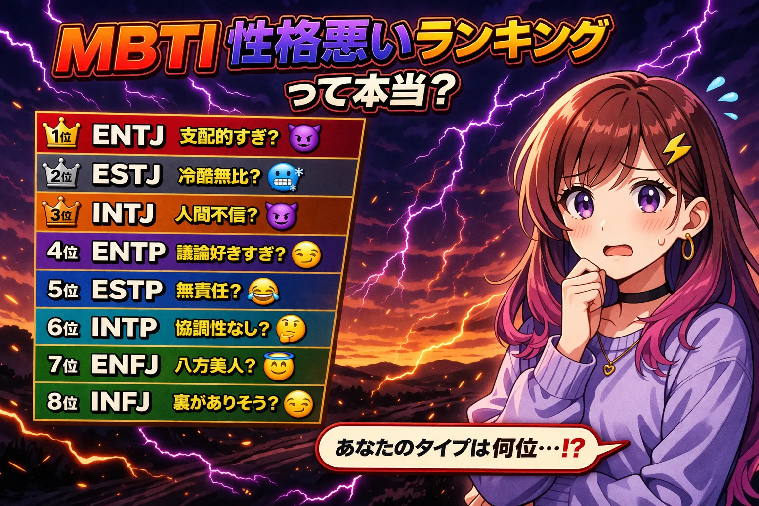 mbti 性格悪いランキング