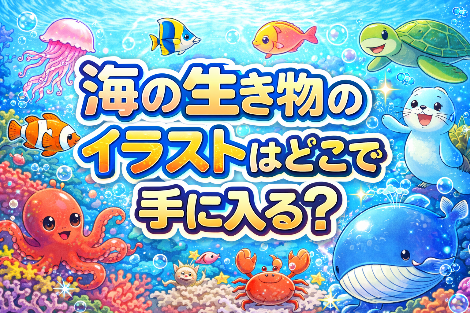 海の生き物のイラストはどこで手に入る？