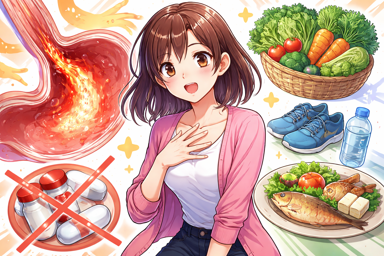 (逆流性食道炎 治し方 自力)薬なしで落ち着くの?まず何を変える?